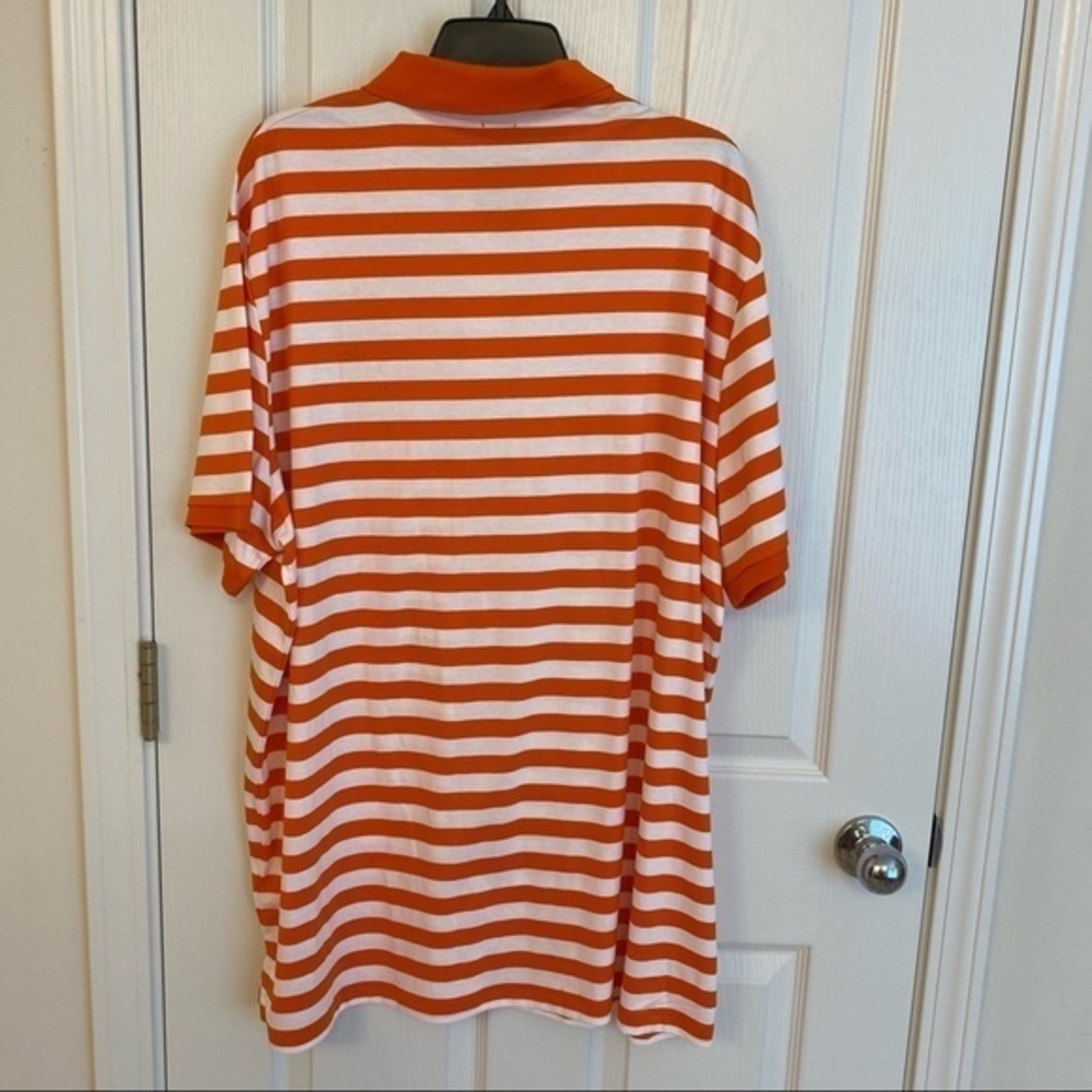 Polo Ralph Lauren Classic Fit Soft Cotton Striped Polo Shirt Orange/white Sz XXL - Picture 9 of 15
